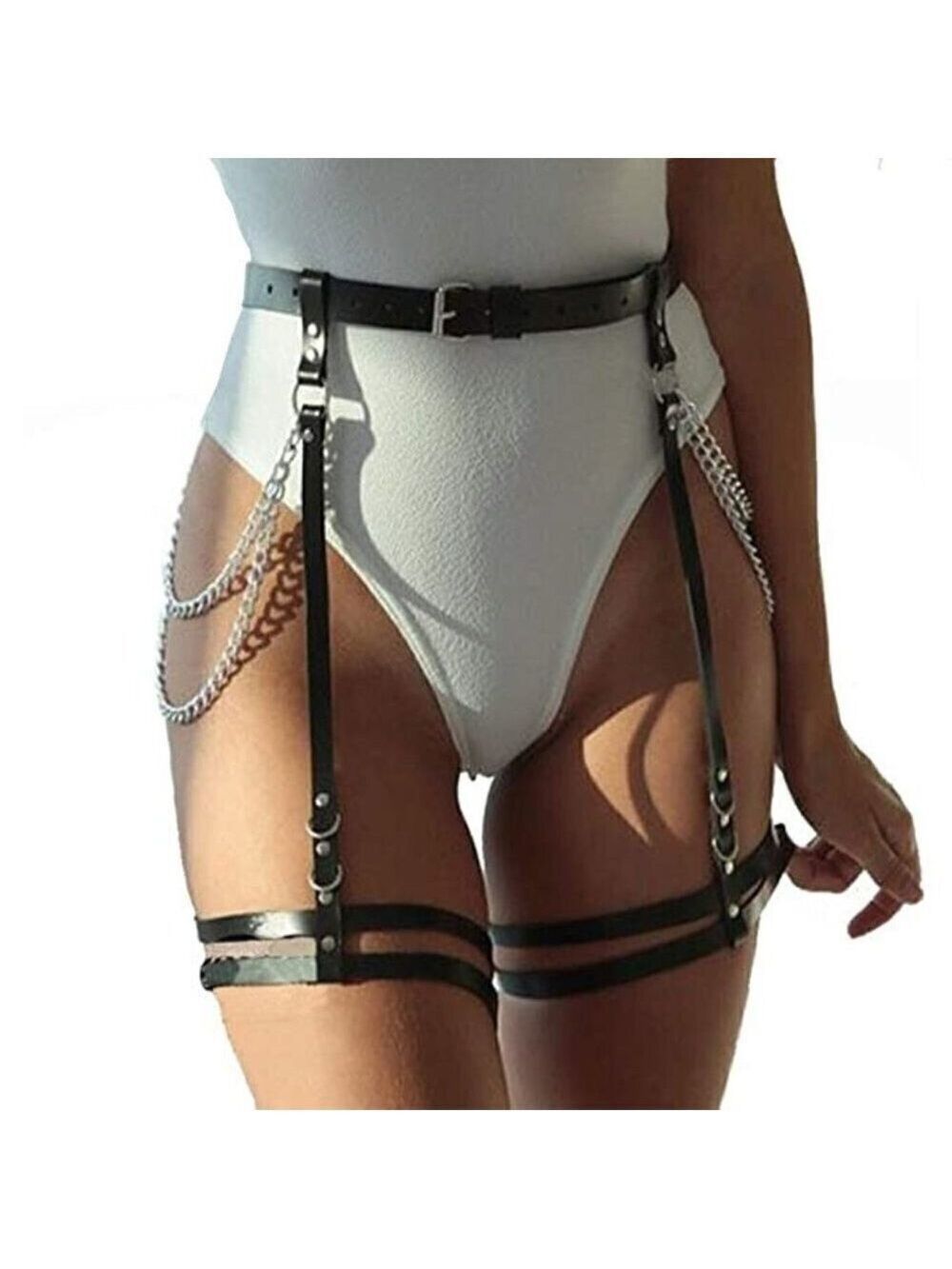 BELLY Waist Chain Belt Leather Body Harness Leg Garter Jewelry Cosplay BDSM NWT